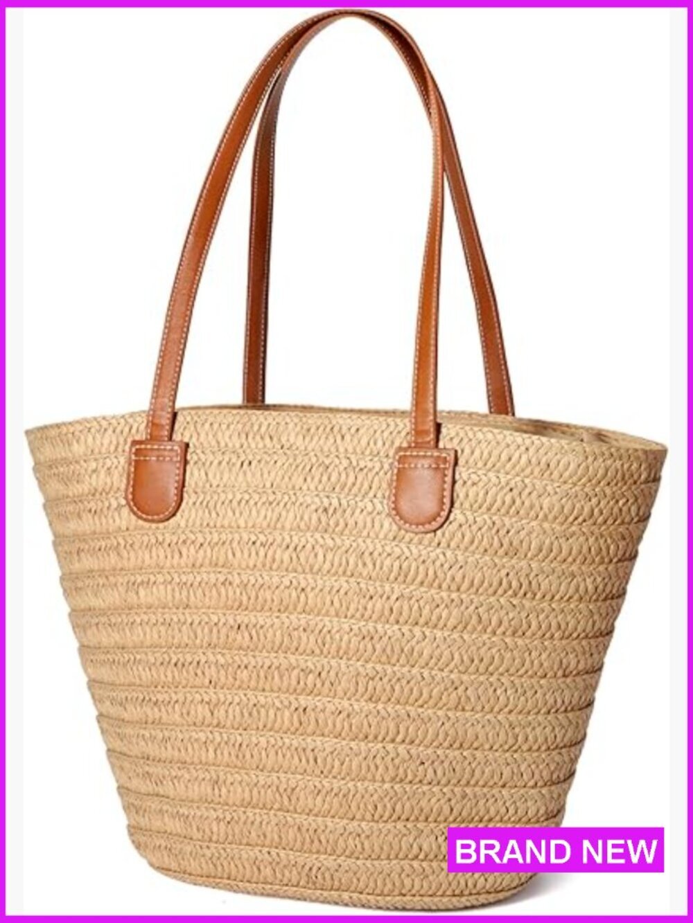 Straw Tote Bag Summer Beach Vacation Purse Lightweight Durable Handbag